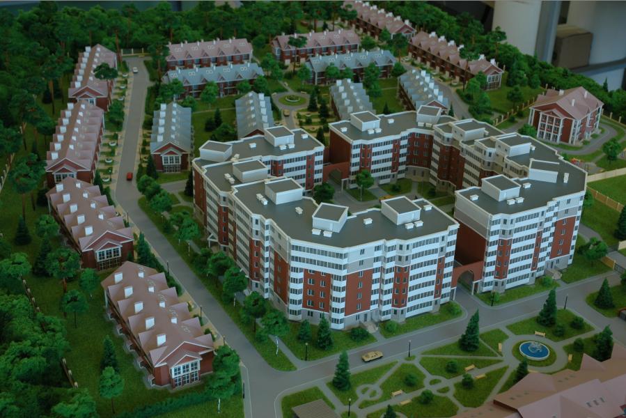 Архитектурный макет поселка Зеленая роща. Масштаб 1:250 Архитектурный макет поселка